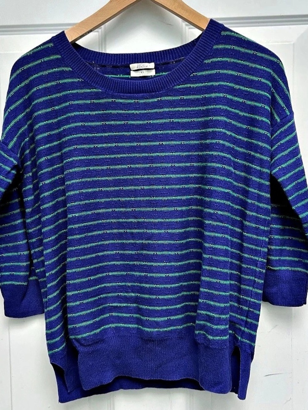 Madewell Wallace Striped Cotton Sweater in Blue & Green XS